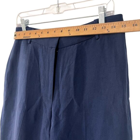 NEW! Nili Lotan 8 Dayton Linen & Silk $675 Wide Leg High Waist Pants Navy Blue - Picture 7 of 10